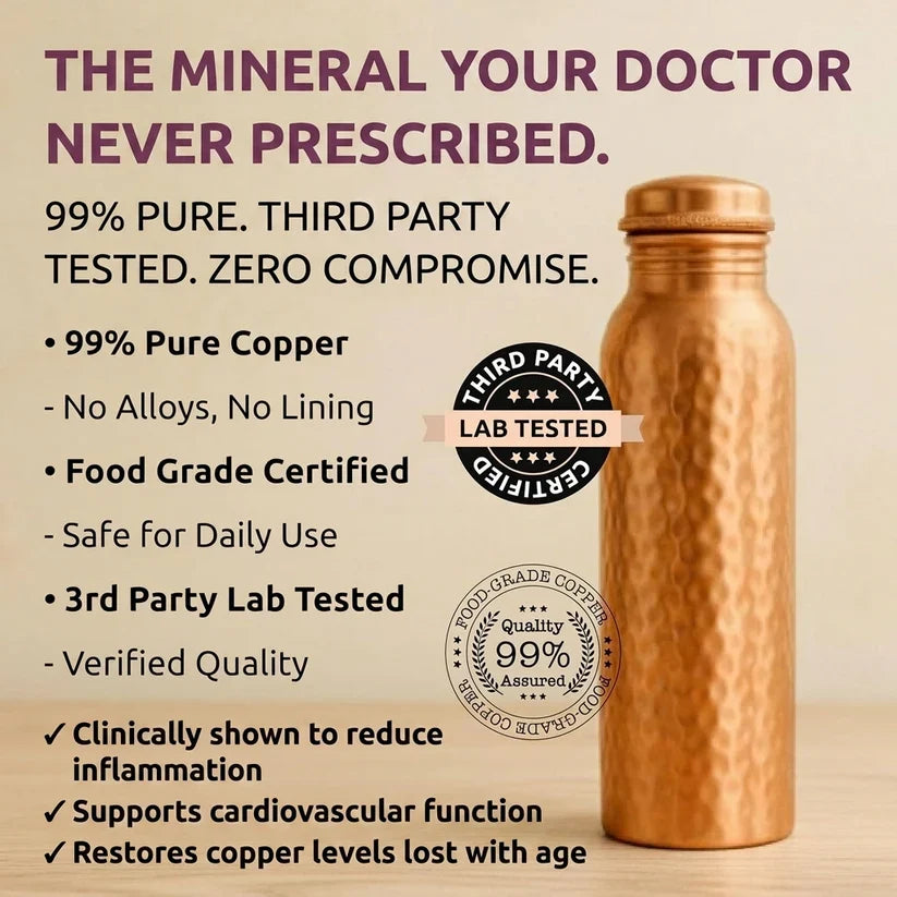 99% Pure Copper Water Bottle